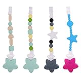 Lovoski 4本セット　　ベビー　乳首　　ストラップ　　チェーン　　クリップ　　ホルダー　　シリコーン