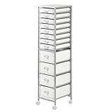 硬質パルプ チェスト ファイル収納 小物収納 マルチワゴン キャスター 書類整理 〔12段〕 ホワイト