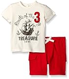 Petit Lem Baby Boys' 2 Piece Set Sleeve Top and Short-White Off White 6 Months [並行輸入品]