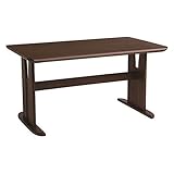 ダイニングテーブル/2本脚テーブル 【長方形 幅135cm】 木製 ブラッシング加工 ダークブラウン