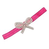 Tonsee ベビー 可愛い ヘッドバンド ラインストーン ちょう結び 髪飾り ストレッチ ヘアバンド (ホットピンク)