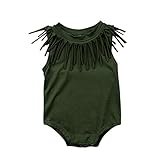 (ラランドリー)laraandlory ベビー服 女の子 肩 タッセル付き ロンパース カバーオール 春 夏 お出かけ オシャレ (100/18-24ヶ月, ダークグリーン)