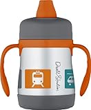 DwellStudio for Thermos, Vacuum Insulated Stainless Steel Sippy Cup, Transportation, 7 Ounce　水筒　オレンジ