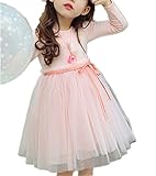 Candykids ワンピース チュールスカート ワンピース　女の子 ワンピース お姫様 ドレス お出かけ 結婚式 チュール スカート ドレス ワンピース (140cm, ピンク)