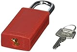 Brady 123405 Lockout Padlock, Keyed, 1/4 Shackle Diameter, Red by Brady