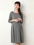 Angeliebe エンジェリーベ マタニティ ワンピース 授乳口付き ジャージ 素材 Aライン ワンピ 妊婦服 産前 産後 お宮参り M ～ L グレー 20931 20931102