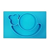 KUKE お子様向け子供用赤ちゃん用男の子お食事マット フードマット ベビー用 キッズ用 シリコン製トレー食べこぼし防止 離乳食 食器洗浄器　カタツムリ　ベビーマット