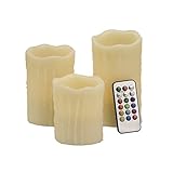 2 Tones LED Flameless Candles, Multi Color Option Battery Operated Set of 3 Ivory Wax and Remote [並行
