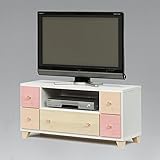 テレビ台 ローボード 完成品 幅95cm 木製 カントリー風 ホワイト 白 ピンク