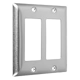 Hubbell-Bell WSS-RR Standard Stainless Steel Wallplate with Two Decorator/Rocker, Two Gang, Smooth B