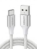 UGREEN USB Type C ケーブル USB A to USB C ケーブル ナイロン編み 3A急速充電 Quick Charge 3.0/2.0対応 56Kレジスタ実装 iphone17/Galaxy S24/Pixel/Google/Xperia/LG等対応 ホワイト (1m)