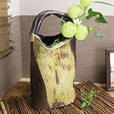 信楽焼　ハケメ手付き花入れ【ha-0051】　花瓶　花器　一輪挿し　花入　しがらき焼　陶器　焼き物　壷　インテリア　おしゃれ　オシャレ