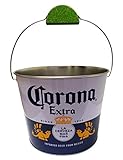 The Tin Box Company コロナ飲料バケツ ワイヤーハンドルとライムグリップ付き ホワイトとブルー