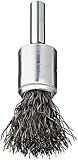 Weiler Wire End Brush, Solid End, Round Shank, Steel, Crimped Wire, 1/2" Diameter, 0.014" Wire Diame