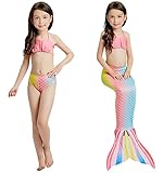 (コ-ランド) Co-land 女の子 水着 3点セット 人魚 ビギに セパレート スイムウエア コスチューム 子供服 プール リゾート 海辺 撮影 110 虹色