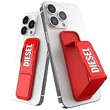 DIESEL スマホスタンド FW22 グリップ＆スタンド スマホリング （ディーゼル ユニバーサルサイズ, レッド/ホワイトロゴ）
