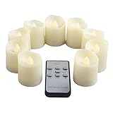 Battery Operated 200+ Hours LED Timer Tealight Candles with Remote Control Amber Yellow Flame Votive