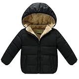 Smile キッズ 子供　ダウンジャケット ベビー 子供服 ダウンコート ダウン 棉服ジャケット 防寒 保温 アウターウエア 女の子 男の子　フード付き 秋冬　通園/通学　可愛い (80cm, ブラッ