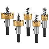 ホールソー 穴あけ 道具 穴のこぎりツール 穴カッティングツール キットセット 16-30ミリメートルチタン 金属製 鋼製 炭化物 先端 ドリル HSS 5個