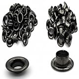 ハトメ 5mm 黒 両面 真鍮 金具 100組セット 革 布 レザークラフト 手芸 補強 初心者OK クラフトパーツ屋