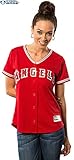 Los Angeles Angels of Anaheim MLBレディースクールベース代替ジャージーレッド（ミディアム）