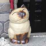 信楽焼 猫傘立て しがらき焼 笠立て 陶器 おしゃれ kt-0080 (シャム猫)
