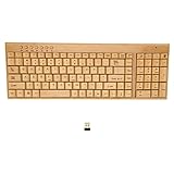 ワイヤレス キーボード マウス コンボ、1200DPI マウス 竹材 プラグ アンド プレイ、 7 8 10 XP 用 USB レシーバー付きコンピューター キーボード (キーボード)
