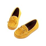 キッズ靴 子供シューズ ドライビング シューズ 春秋履き 蝶結び 柔らか (14.5, イエロー)
