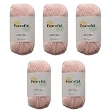 すみれcraftショップ Peaceful コットン糸 毛糸 一玉約40～45g 96～108m 同色５玉セット 編み物 (09.ライトピンク)