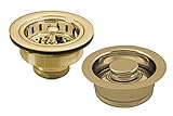 ウエストブラスPostスタイルLargeキッチンバスケットStrainer with InsinkeratorスタイルDisposalフランジStopper、光沢真鍮、d2165 – 01