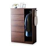 LOWYA （ロウヤ） チェスト 収納チェスト 5段 タンス 箪笥 幅93cm 洋服タンス ハンガーラック 洋服収納 ウォルナット おしゃれ