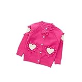 Pojour ベビー服 子供服 女の子ニットカーディガンセーター 防寒 冬 かわいいラブニットカーディガン おしゃれ 暖かい 綿 厚手 ベビールームウェア 普段着 カジュアル 旅行 記念日 プレゼント