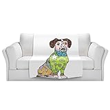 ブランケットウルトラソフトFuzzy 4サイズ！DIANOCHEデザインからby Marley Ungaroホワイトジャックラッセル犬ホームDecor Unique Designer芸術的スタイリッシ
