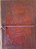 5 " x 7 " Triple Moon Pentagramレザー空白Book with Cord