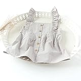 夏ベイビー服 110cmグレー 女の子ワンピース 袖なし Pojour キッズ用かわいい無地ドレス 子供ギフト 綿 通気