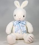 白うさぎの体重ぬいぐるみ(男の子　十二支卯年）青いリボン付き完成品　生まれた時の体重で作る干支のウェイトドール