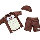 幼児ベビーボーイズツーピース水着セット子供フクロウ水着Sun Protective Sunsuit カラー: ブラウン