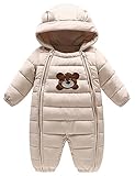 (チェリーレッド)CherryRed ベビー服 新生児 カバーオール 前開き ふわふわ 中綿 フード付き 寒さ対策 カーキ 100