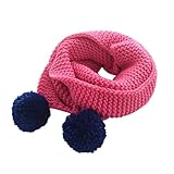 Goenn 編みマフラー キッズ子供用 女の子 男の子 秋冬防寒 大判 しもやけ 対策 厚手 誕生日 お祝い プレゼント 公園 お出かけ お散歩 (ホットピンク)