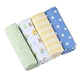 ベビーブランケット おくるみ ひざ掛け 足元まですっぽり コットン フランネル 四季 4枚 セット 出産祝い (星)