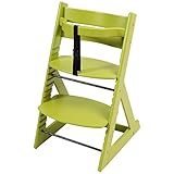 笑顔のダイニングベビーチェアー【マジカルチェアー】安心強度の三角形ベース プレミアム木製椅子 (ライムグリーン色)