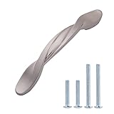 AmazonBasics Twisted Cabinet Handle, 4.5" Length (3" Hole Center), Satin Nickel, 10 Pack