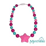Munchables Silicone Girls Sensory Chew Necklace - Fuchsia/Aqua/Pink Starlight Chewelry by Munchables