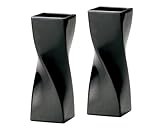 BLACK&WHITE 花瓶 ブラック 65×65×200Hmm 004-B-BK 2個セット