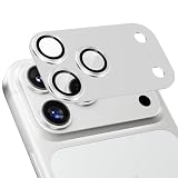 Podick レンズカバー iPhone 17Pro 用 カメラフィルム 全面保護 アルミ合金製 強化ガラス 傷防止 レンズ保護 耐衝撃 アイフォン17プロ 用 カメラ保護 高透過率 黒縁取り 露出オーバー防止 カメラレンズプロテクター シルバー