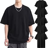 [NCFBAG] インナーシャツ ５枚組 肌着 メンズ tシャツ 綿100% 無地 スポーツ シャツ 下着 ゆったり 防菌防臭 吸汗速乾 快適 柔らかい 男女兼用 春夏秋冬 (5XL, ブラック)