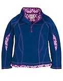 Hatley ハットレイ キッズ女の子 ガールズマイクロフリース モックネックジャケット プルオーバー ハーフジップ ネイビー&マゼンタ、スノーフレーク柄・縁取りデザイン 110cm 、5Y(112c