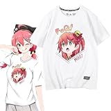 [PPluna] さくらみこ Tシャツ 同型 半袖 みこ コスプレ インナーシャツ バーチャル Vtuber グッズ T-Shirt 夏服 かわいい トップス 丸襟 ファッション カジュアル 薄手 通気性 日常服 記念シャツ 男女兼用 (L) [並行輸入品]
