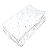American Baby Company 2 Piece Printed 100% Cotton Jersey Knit Fitted Contoured Changing Table Pad Co