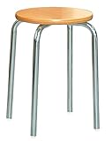 ラウンドスツールRW-1Cナチュラル/クロームメッキ